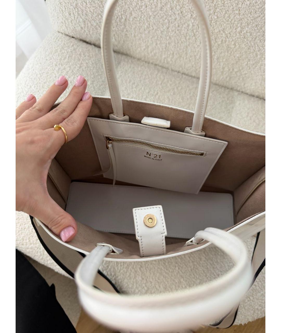 NO. 21 Белая сумка тоут из искусственной кожи, фото 4
