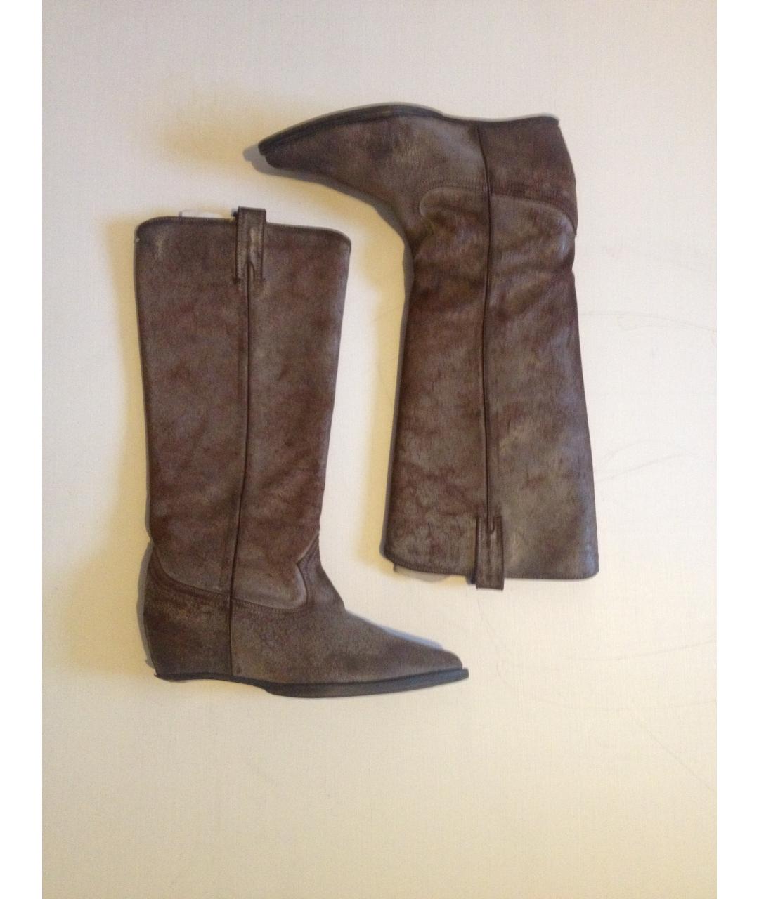 MAISON MARGIELA Коричневые кожаные сапоги, фото 8