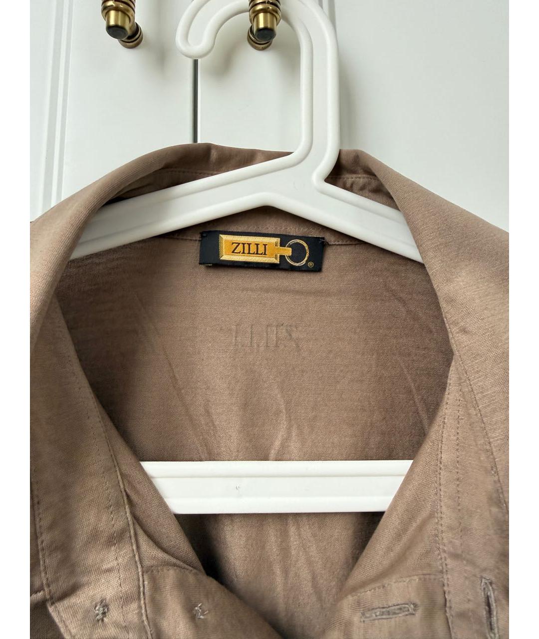 ZILLI Коричневое хлопковое поло с коротким рукавом, фото 3