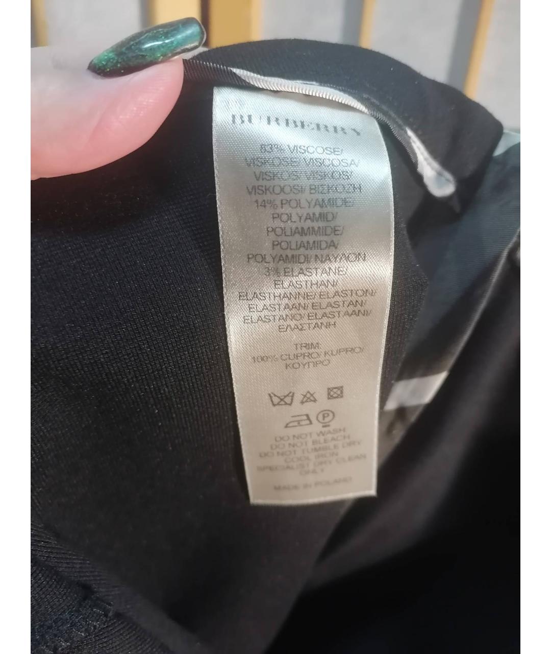 BURBERRY Черные вискозные брюки узкие, фото 5