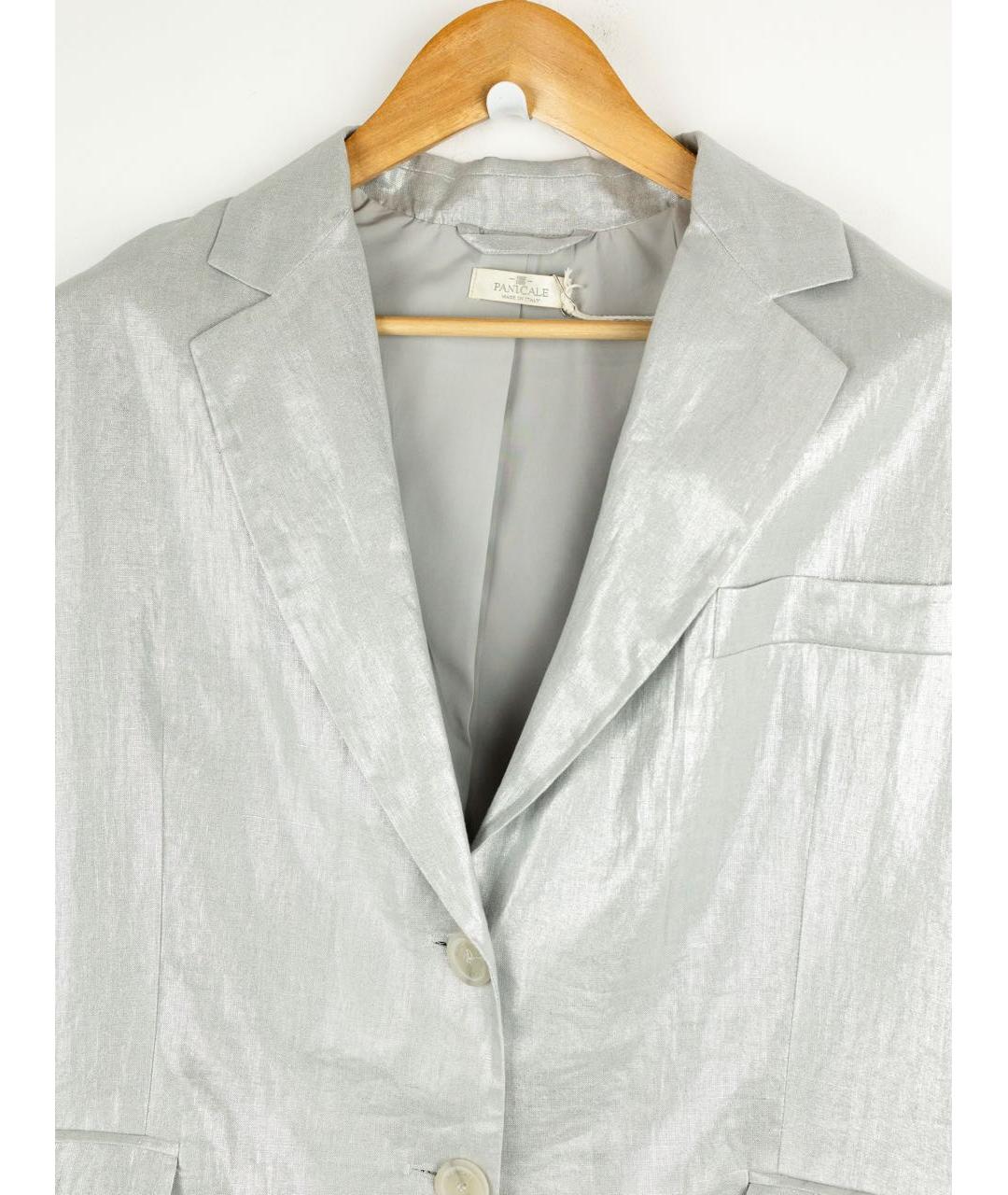 PANICALE Серебрянный льняной костюм с брюками, фото 3