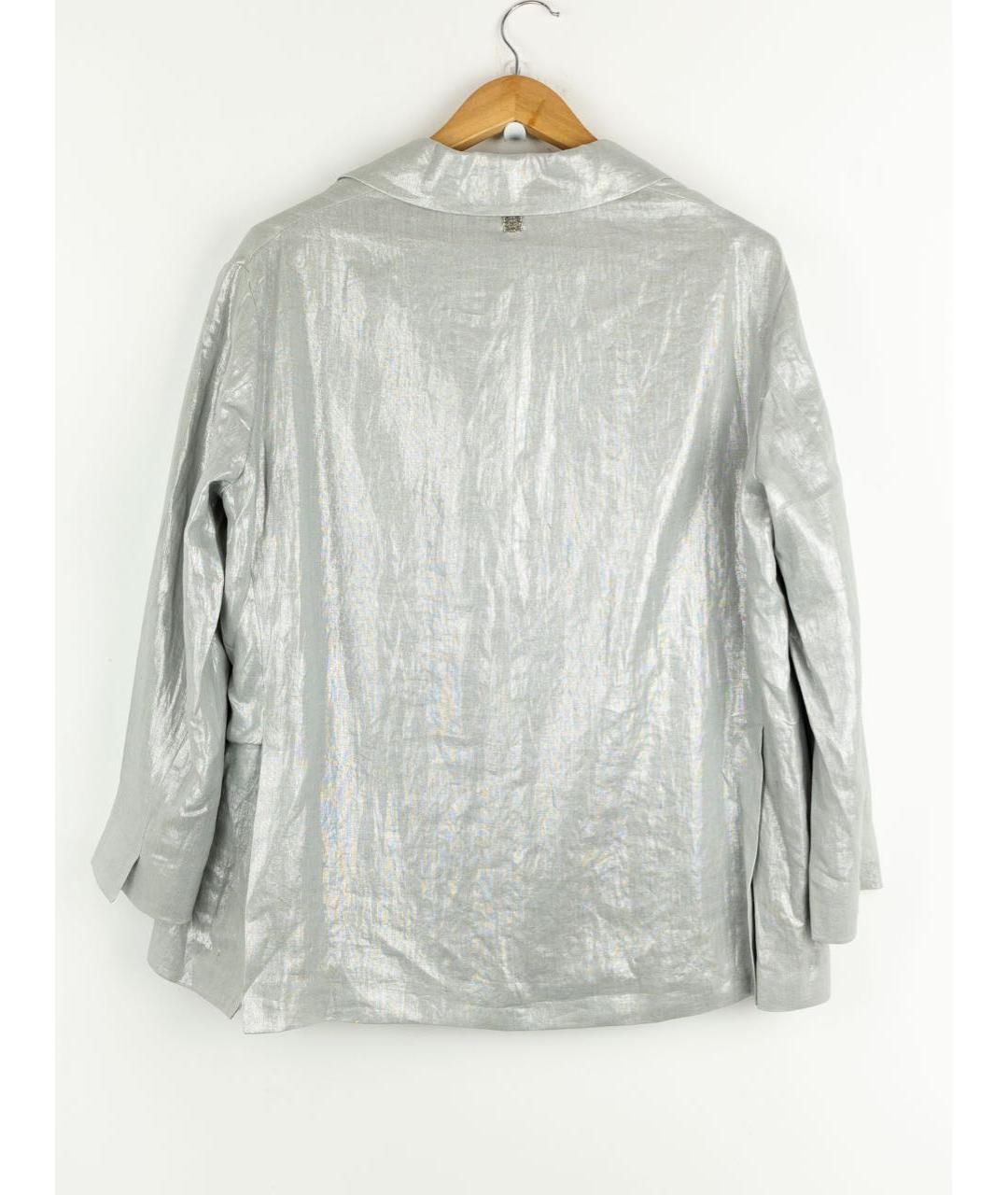 PANICALE Серебрянный льняной костюм с брюками, фото 5