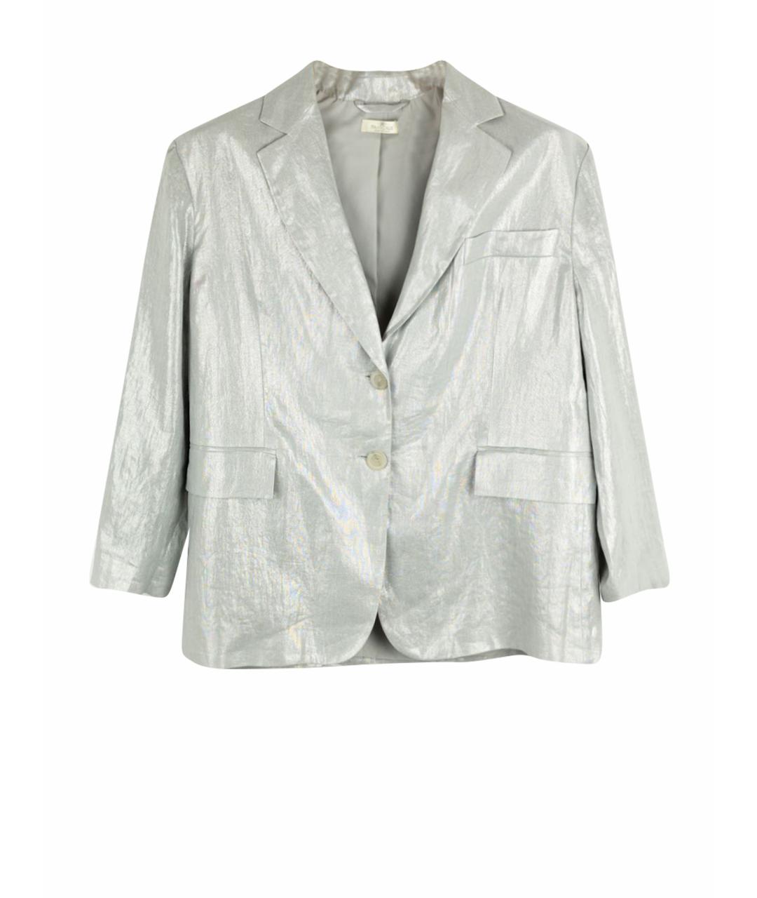 PANICALE Серебрянный льняной костюм с брюками, фото 1