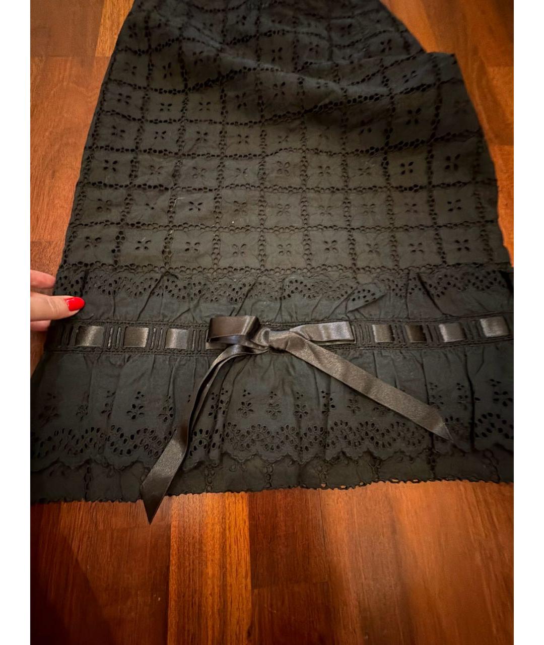 DOLCE&GABBANA Черная хлопковая юбка миди, фото 4