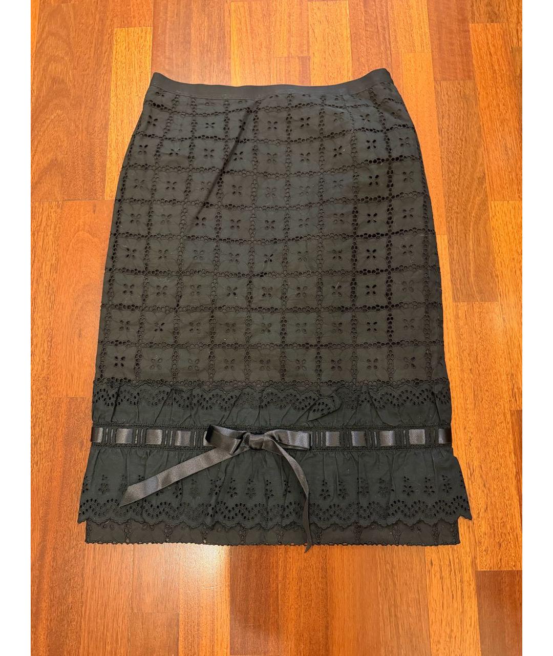 DOLCE&GABBANA Черная хлопковая юбка миди, фото 5