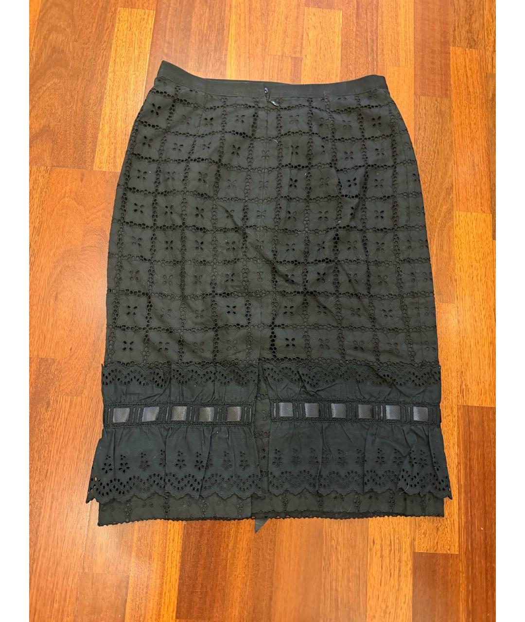 DOLCE&GABBANA Черная хлопковая юбка миди, фото 2