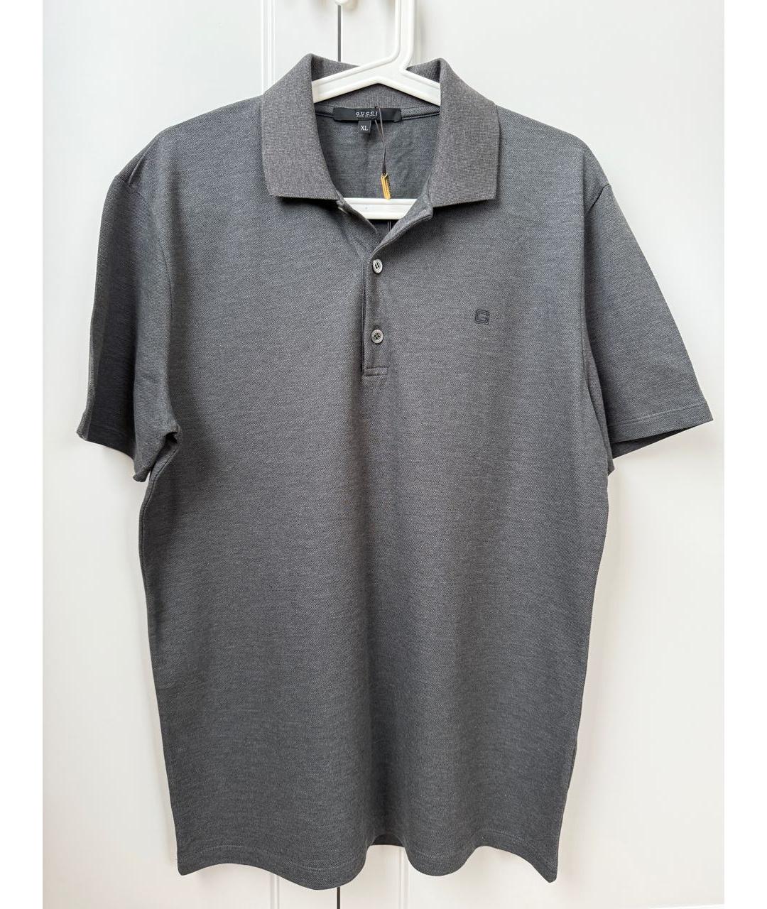 GUCCI Антрацитовое хлопковое поло с коротким рукавом, фото 5