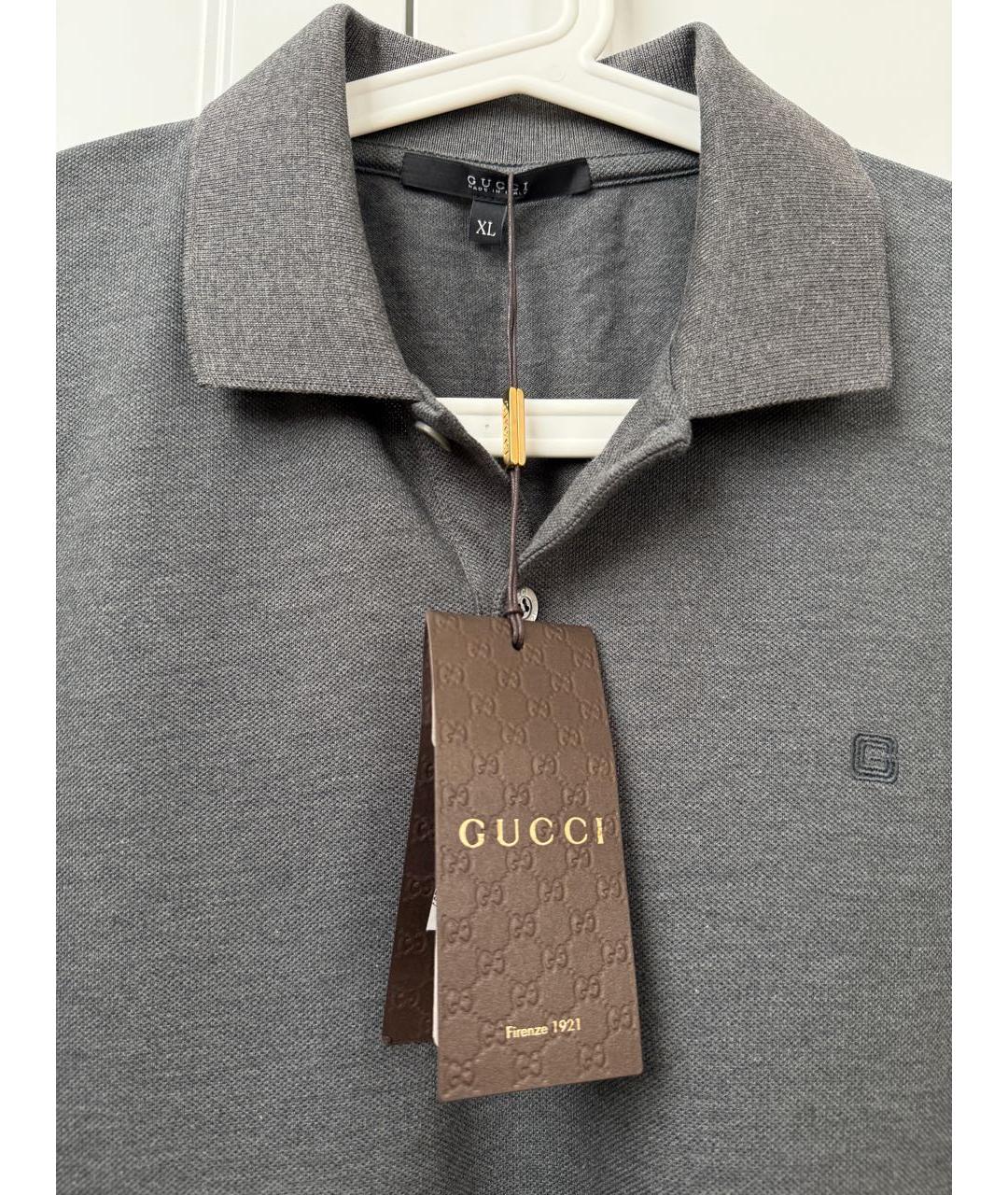 GUCCI Антрацитовое хлопковое поло с коротким рукавом, фото 3