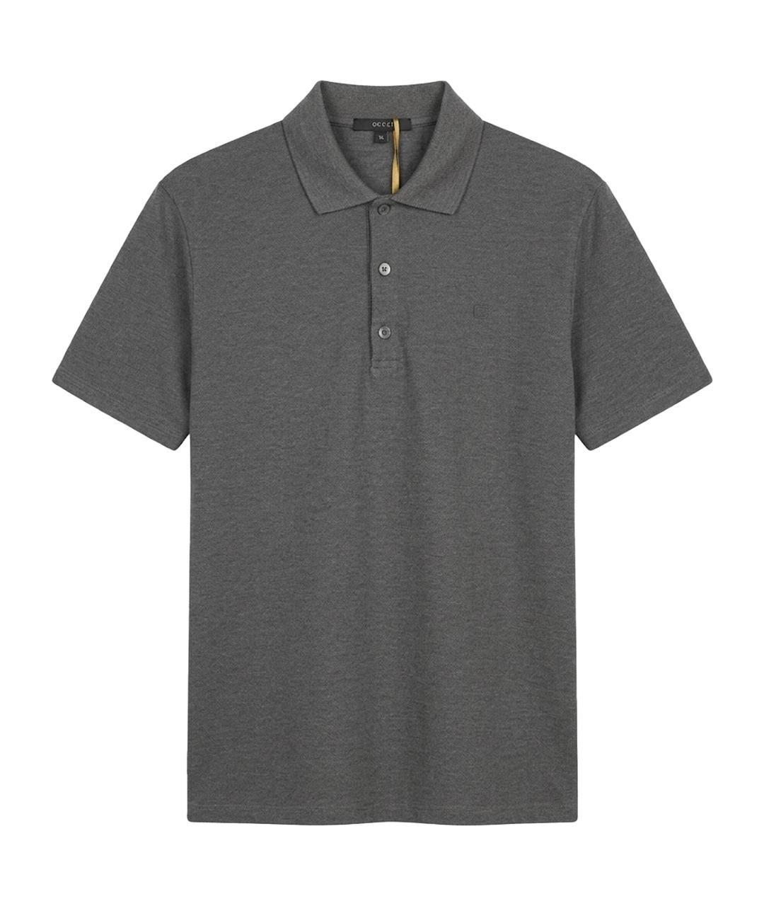 GUCCI Антрацитовое хлопковое поло с коротким рукавом, фото 1