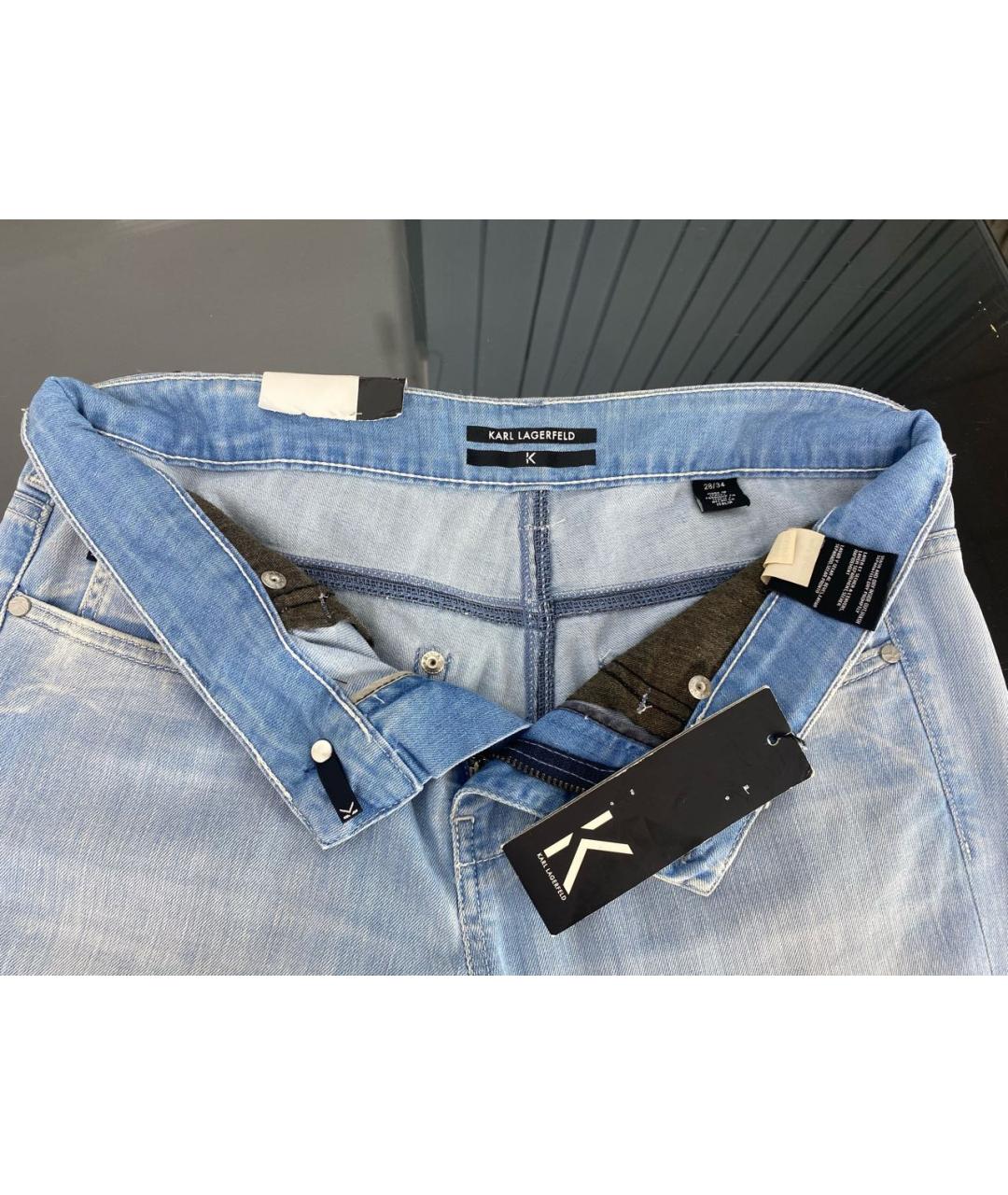 KARL LAGERFELD Голубые хлопко-эластановые прямые джинсы, фото 3