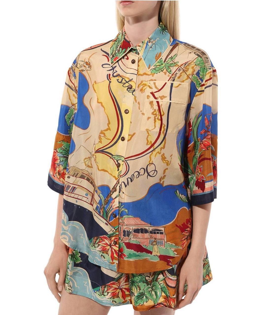 ZIMMERMANN Голубая шелковая рубашка, фото 4