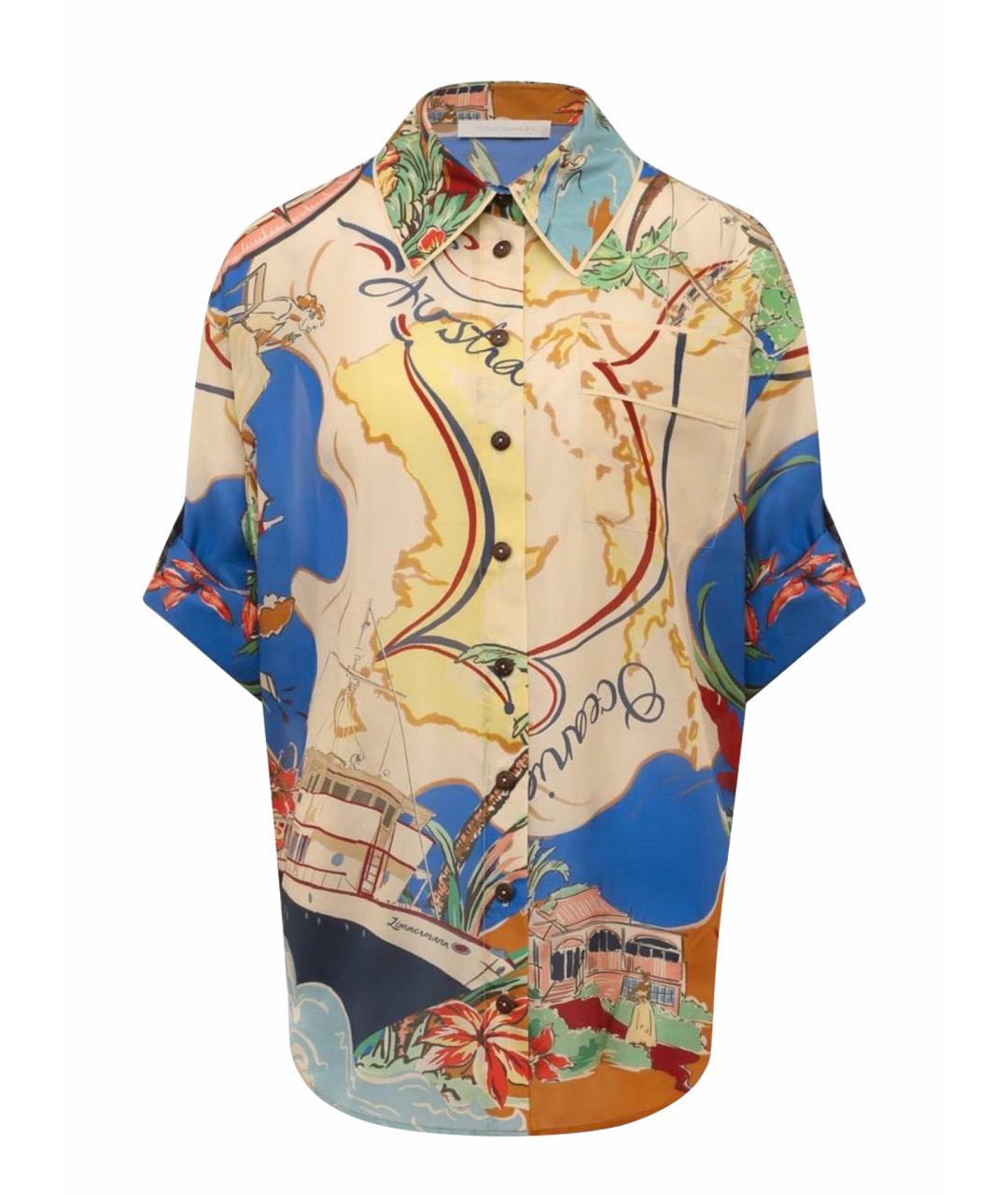 ZIMMERMANN Голубая шелковая рубашка, фото 1