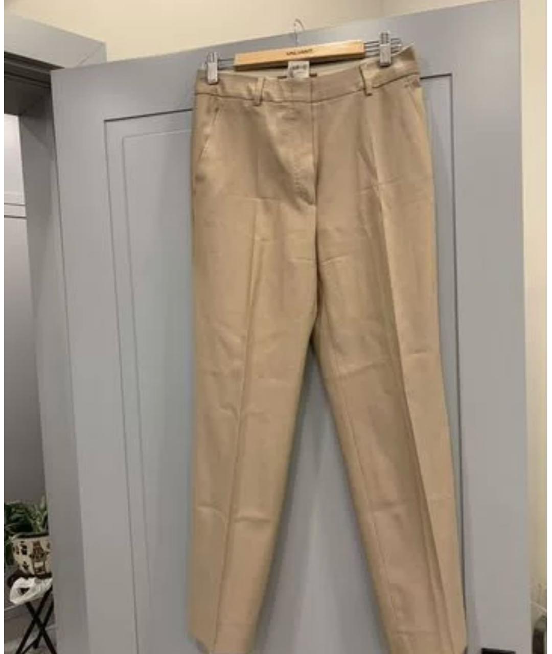 MAX MARA STUDIO Бежевые шерстяные прямые брюки, фото 4