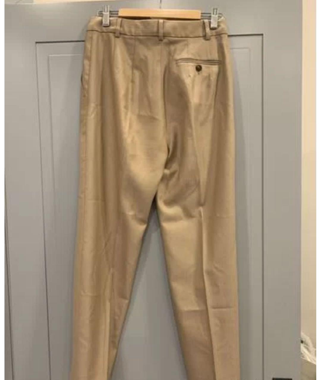 MAX MARA STUDIO Бежевые шерстяные прямые брюки, фото 2