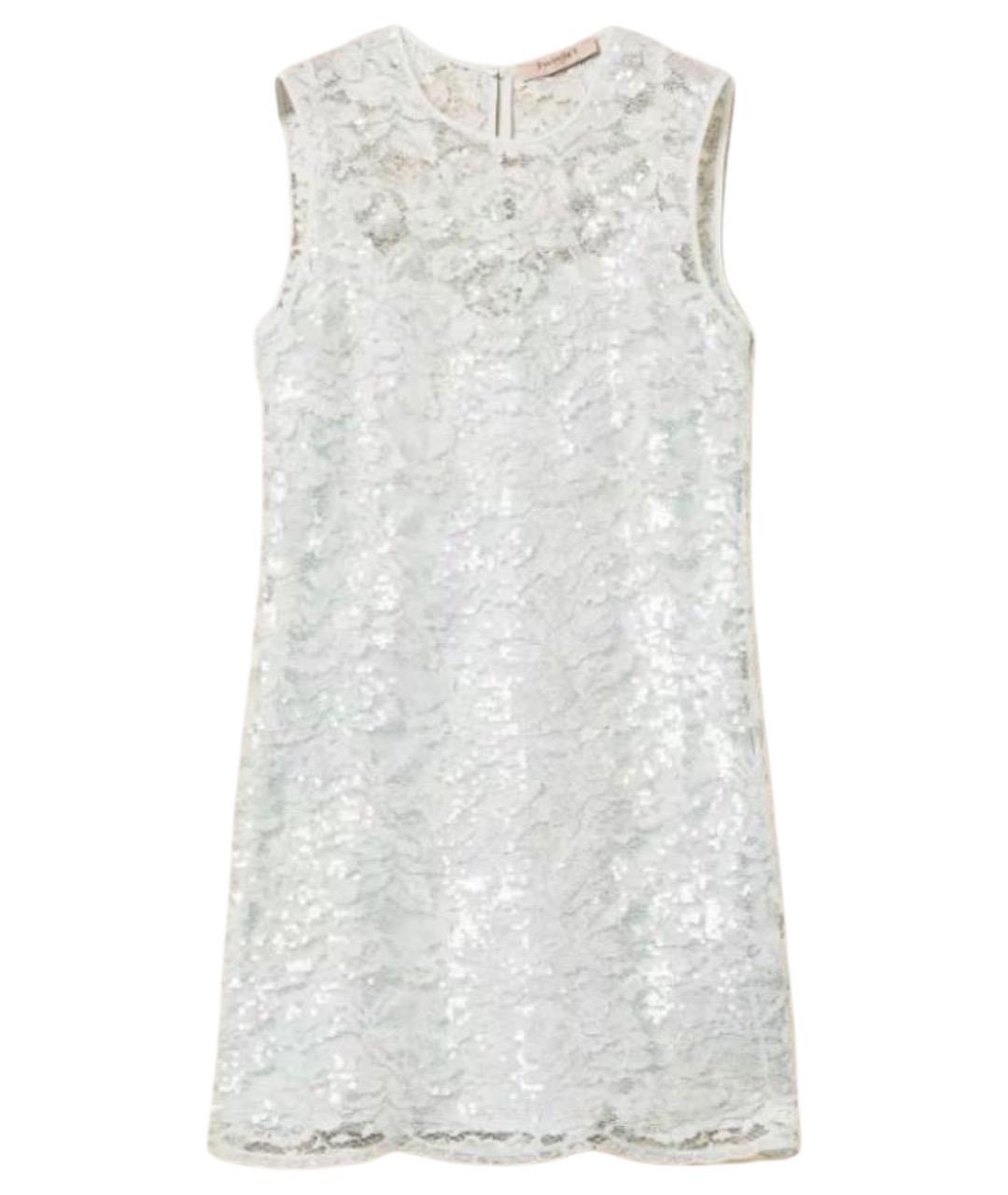 TWIN-SET Голубое кружевное коктейльное платье, фото 1