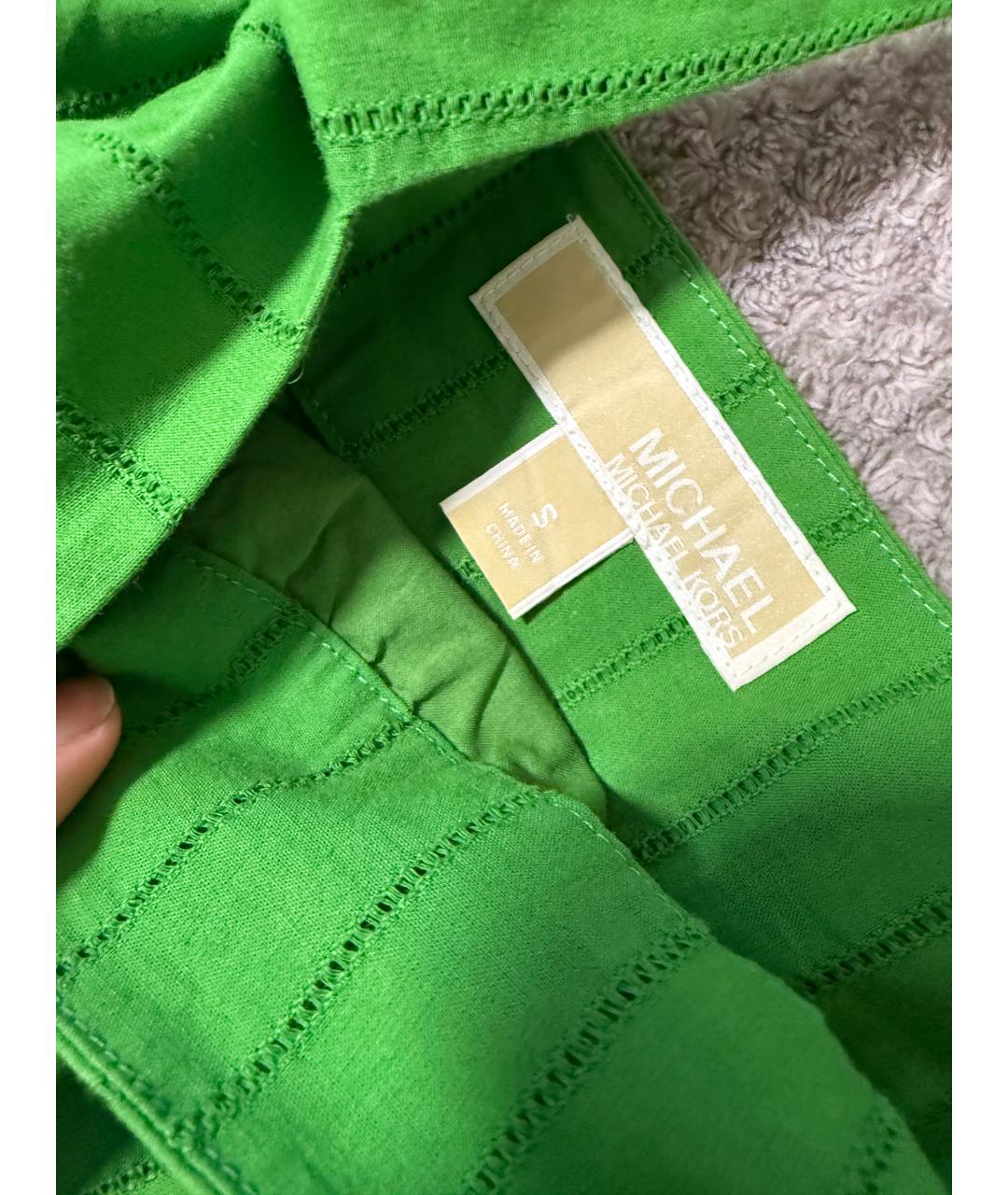 MICHAEL MICHAEL KORS Зеленый хлопковый сарафан, фото 4