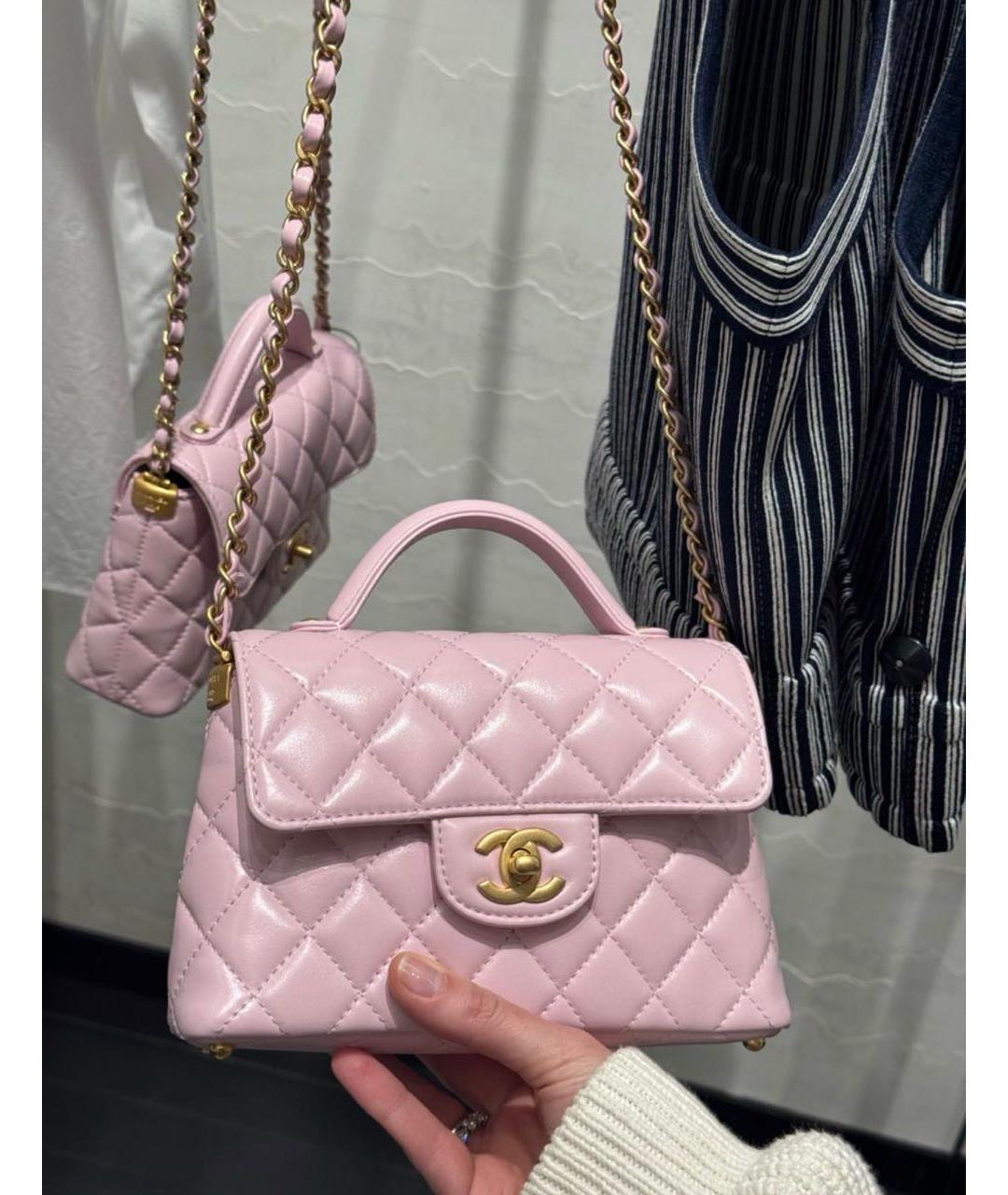CHANEL Розовая кожаная сумка через плечо, фото 2