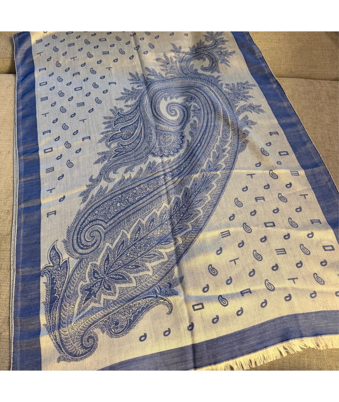 ETRO Голубой шелковый шарф, фото 3