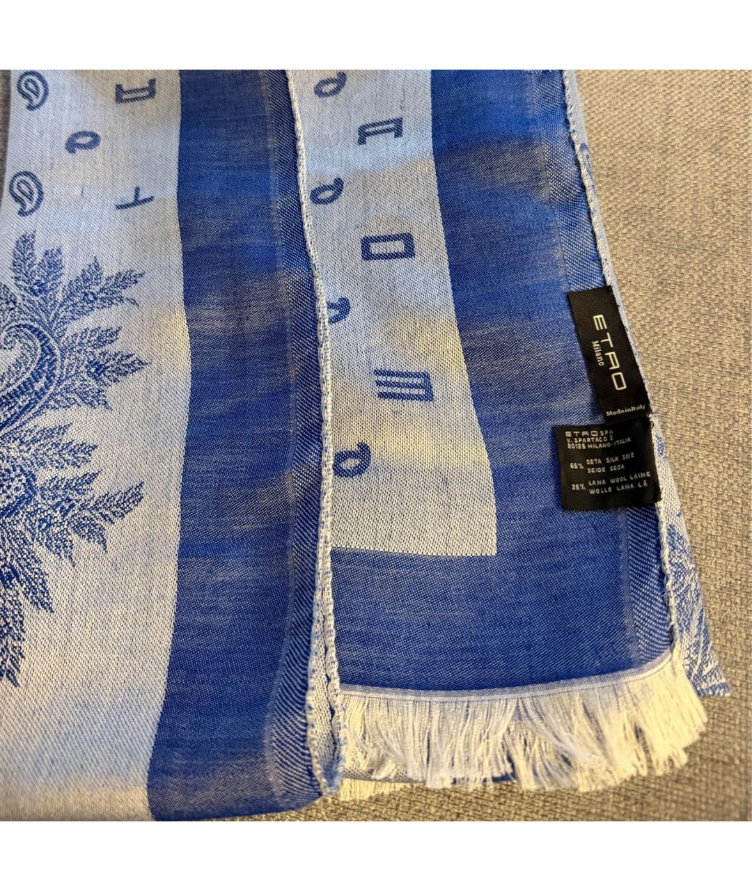ETRO Голубой шелковый шарф, фото 2