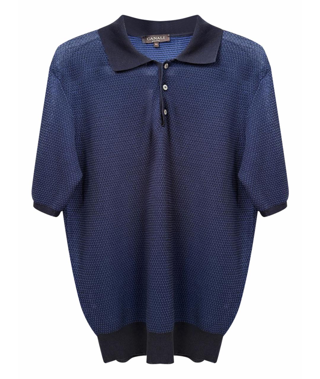 CANALI Темно-синее хлопковое поло с длинным рукавом, фото 1