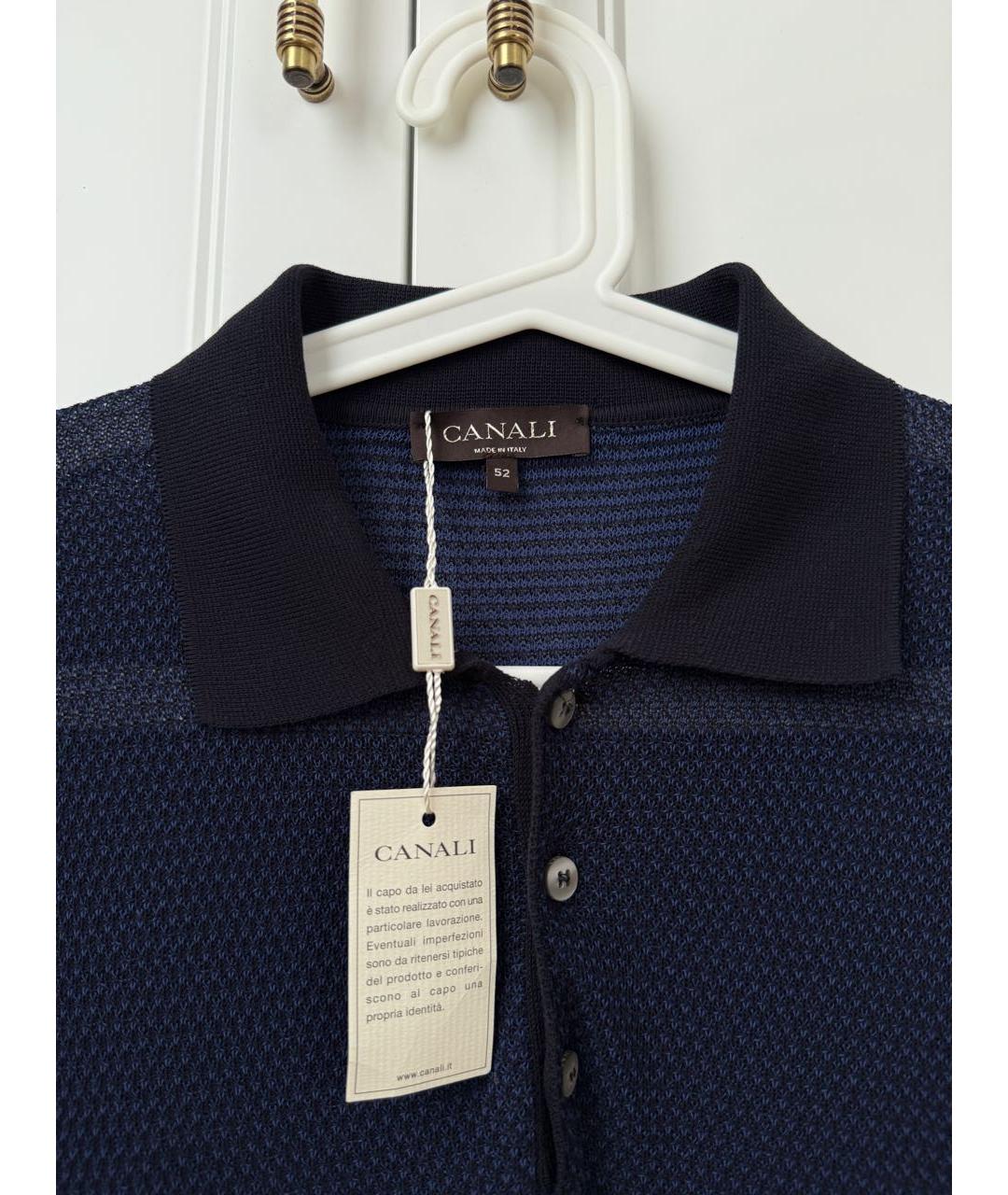 CANALI Темно-синее хлопковое поло с длинным рукавом, фото 3