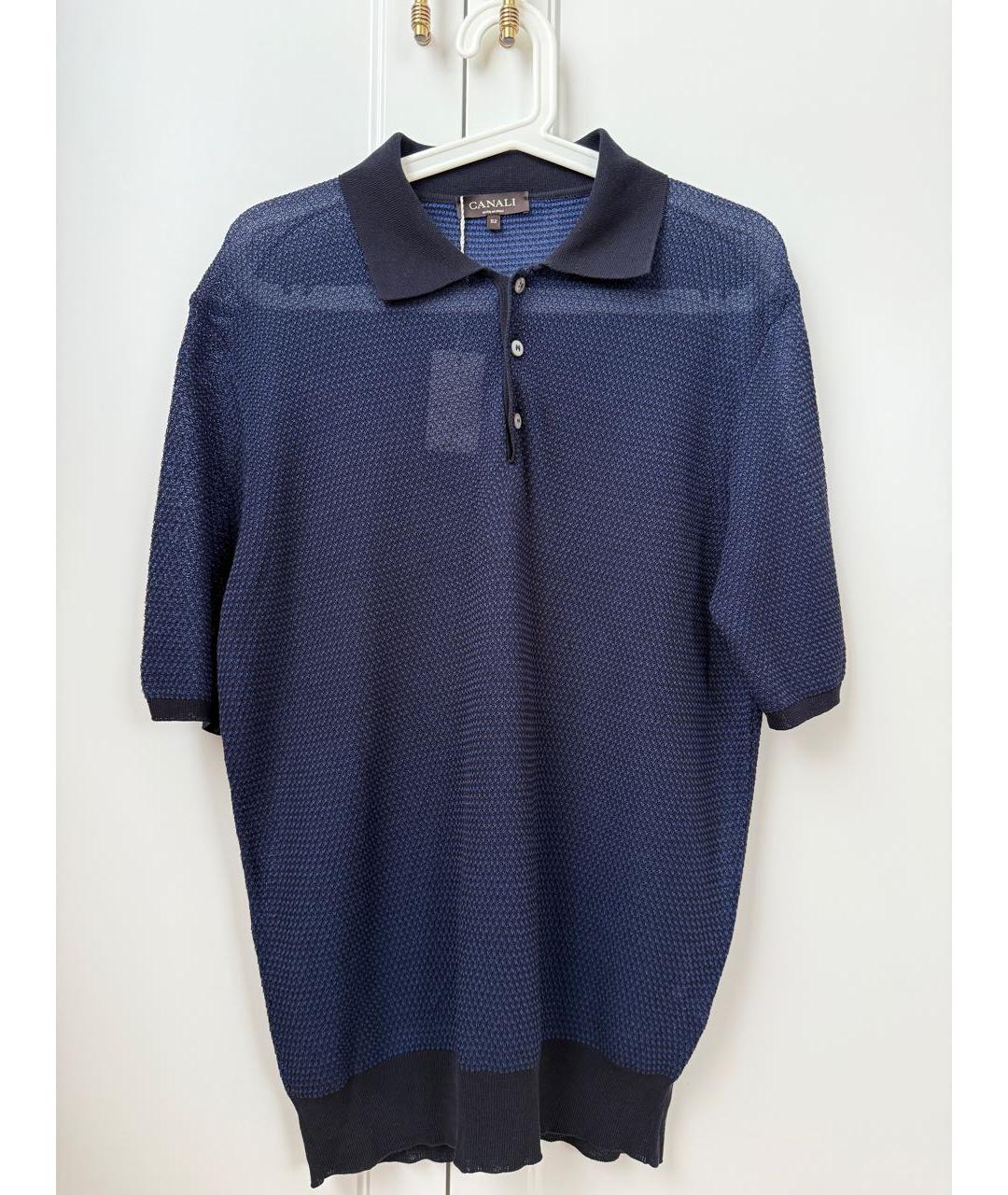 CANALI Темно-синее хлопковое поло с длинным рукавом, фото 5