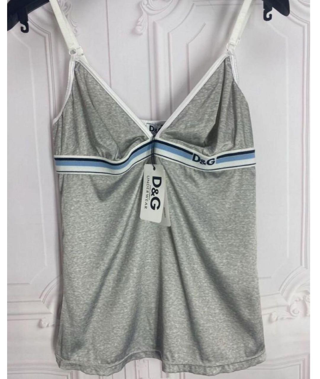 DOLCE&GABBANA Серая полиэстеровая майка, фото 5