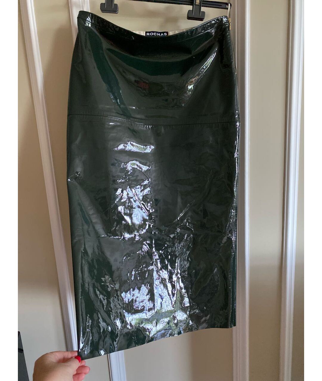 ROCHAS Зеленая кожаная юбка макси, фото 6