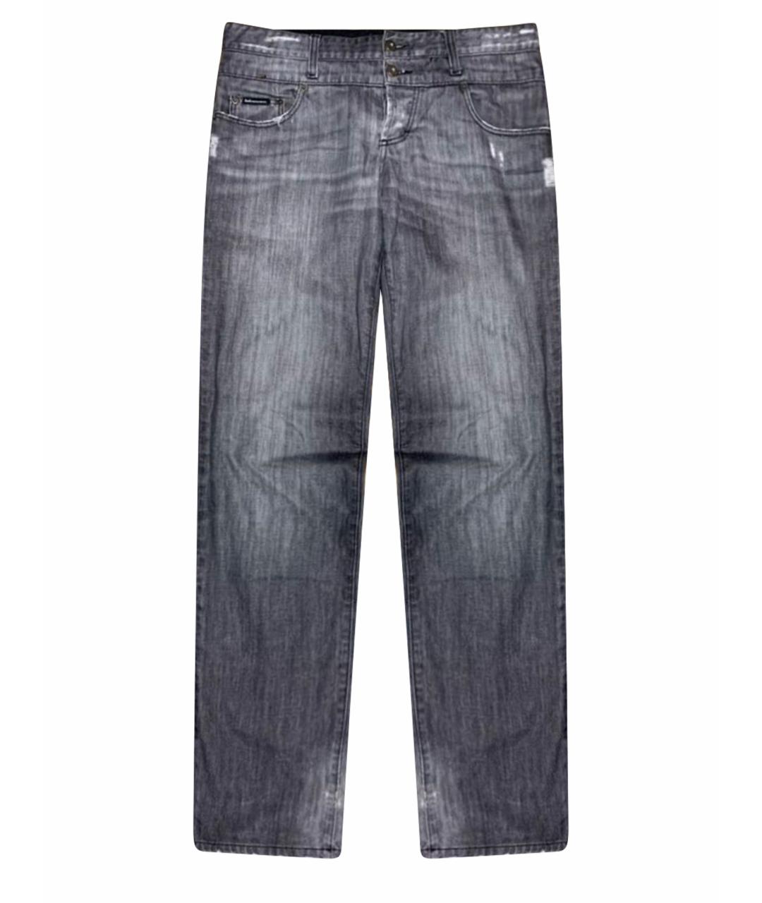 DOLCE&GABBANA Антрацитовые хлопковые прямые джинсы, фото 1