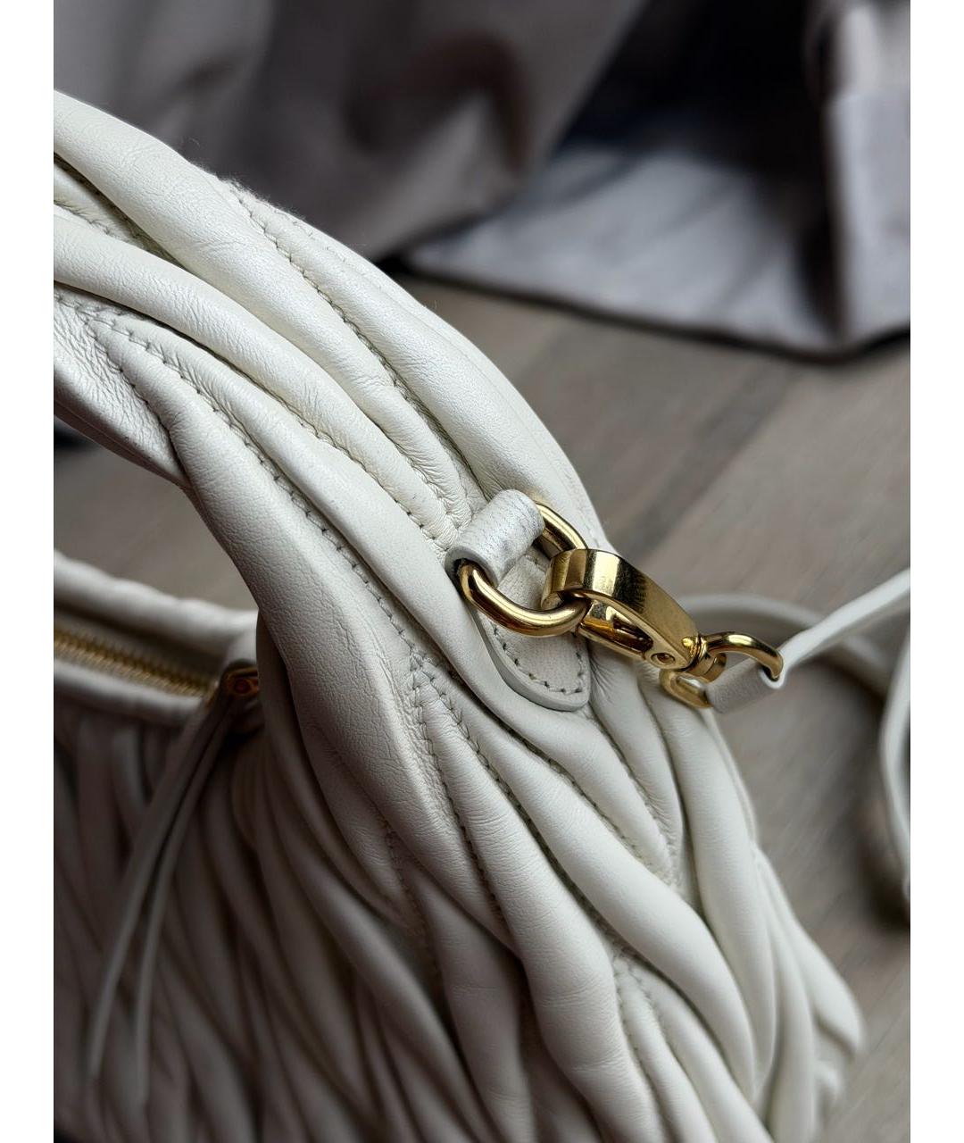 MIU MIU Бежевая кожаная сумка через плечо, фото 6