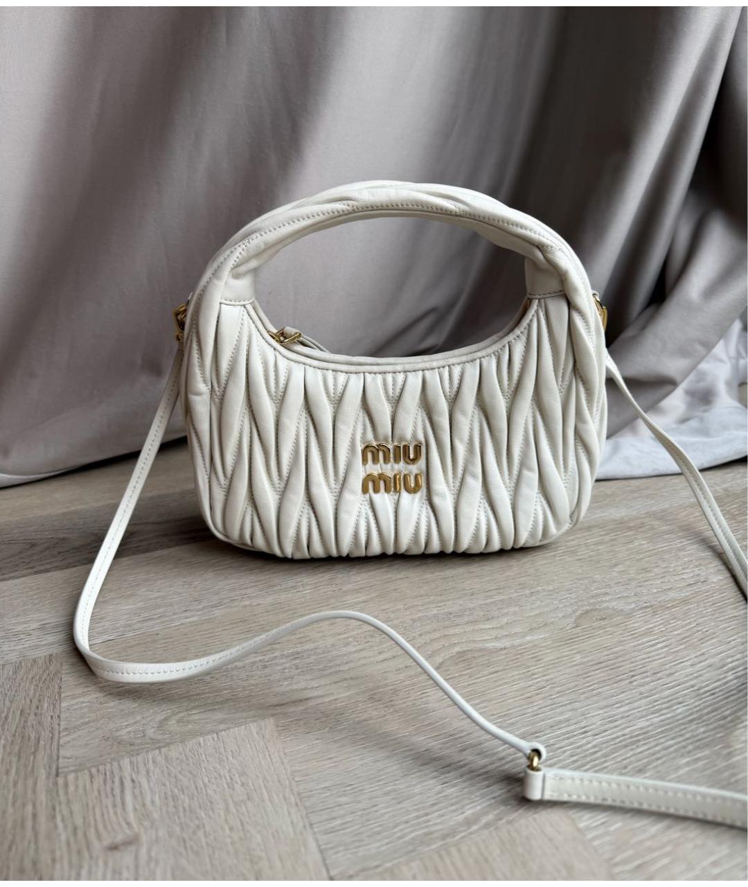 MIU MIU Бежевая кожаная сумка через плечо, фото 8