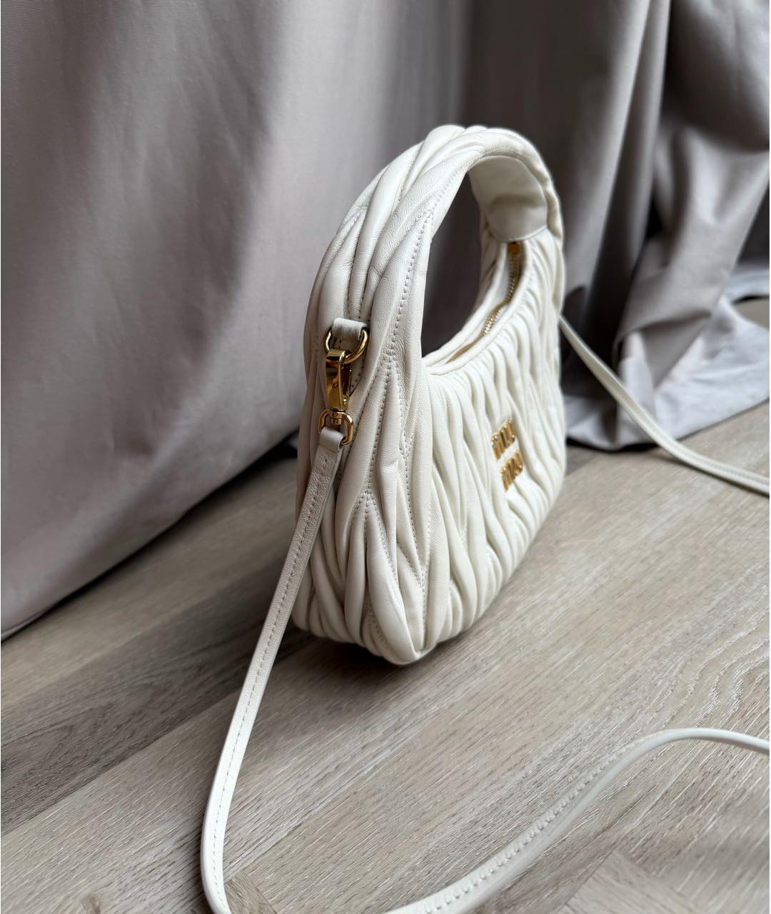 MIU MIU Бежевая кожаная сумка через плечо, фото 2