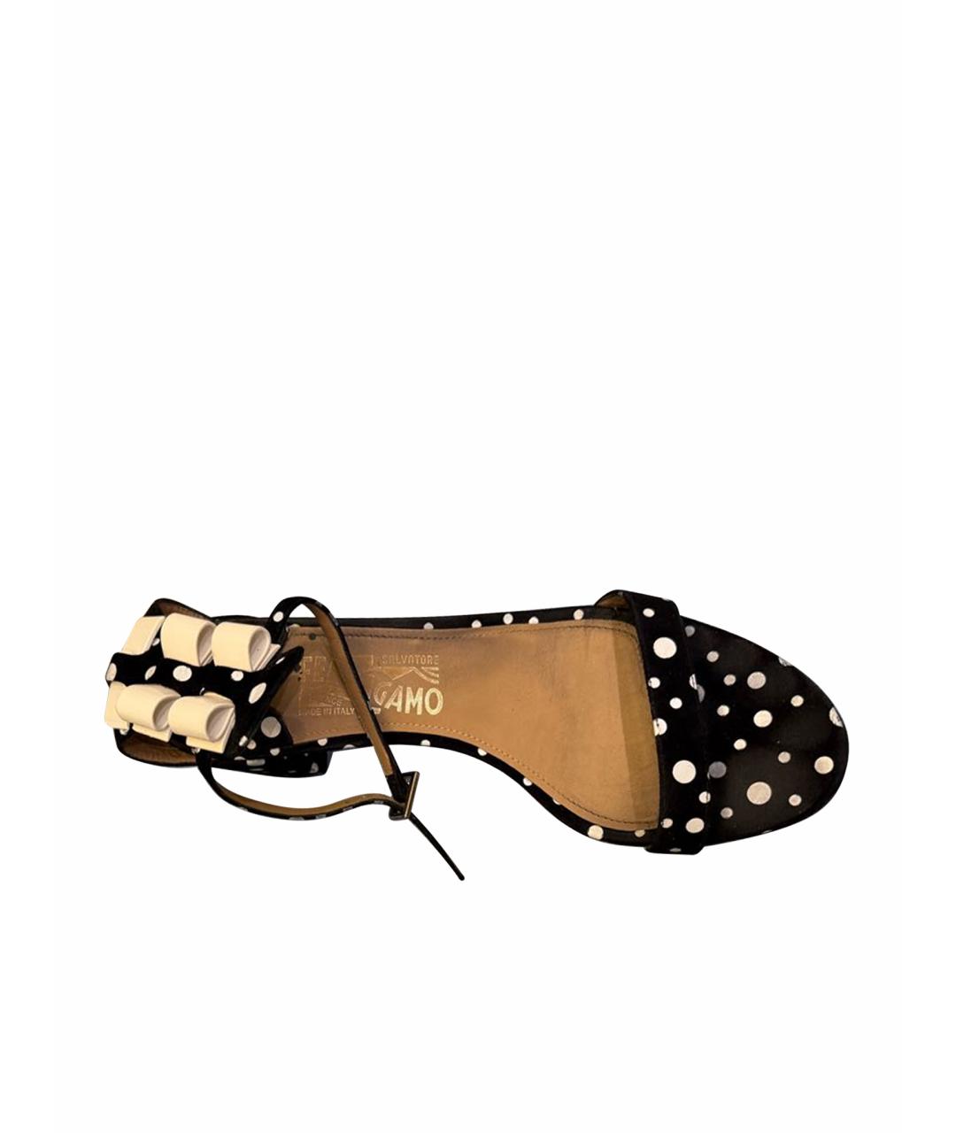 FERRAGAMO Черные кожаные босоножки, фото 1