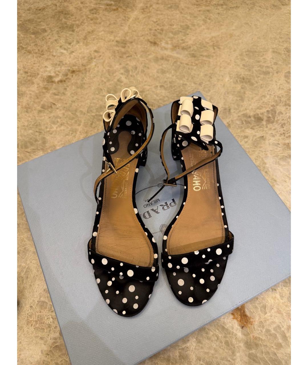 FERRAGAMO Черные кожаные босоножки, фото 2