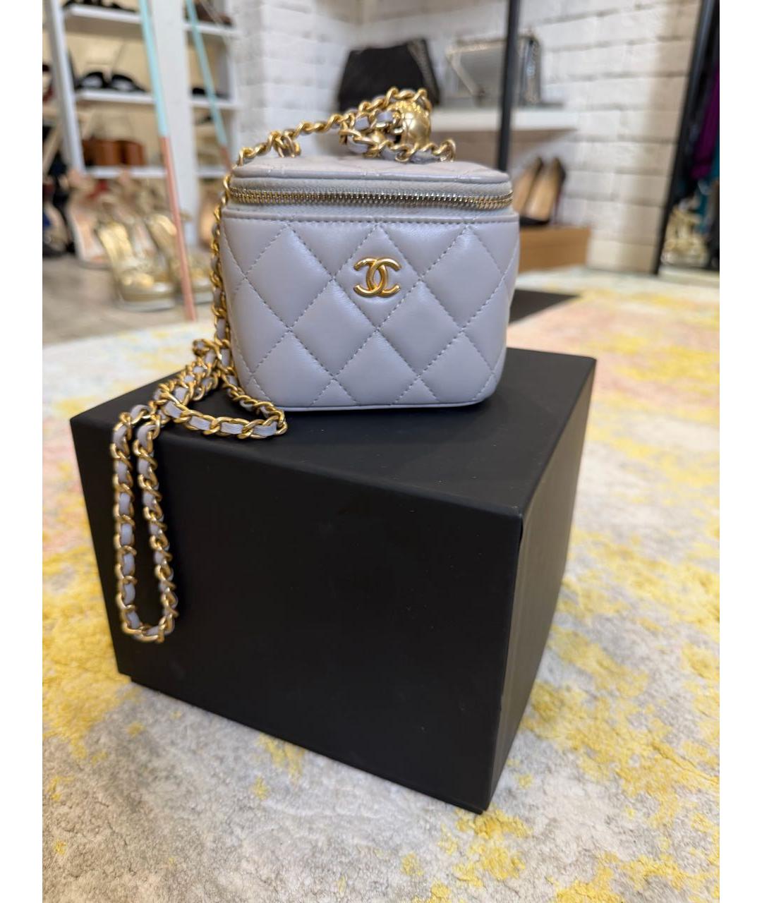 CHANEL Серая кожаная сумка через плечо, фото 8