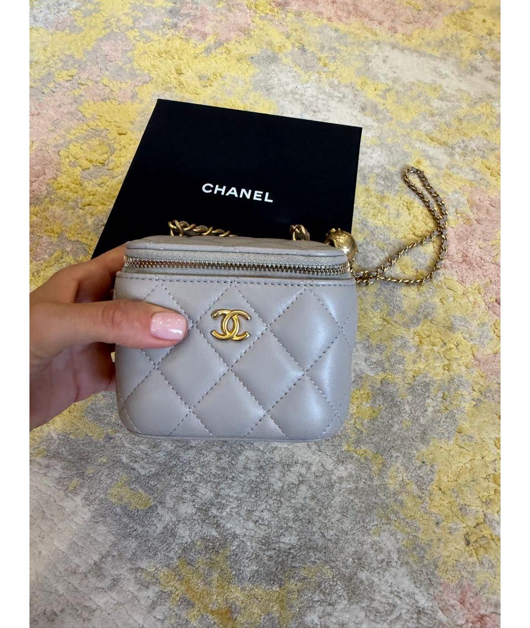 CHANEL Серая кожаная сумка через плечо, фото 5