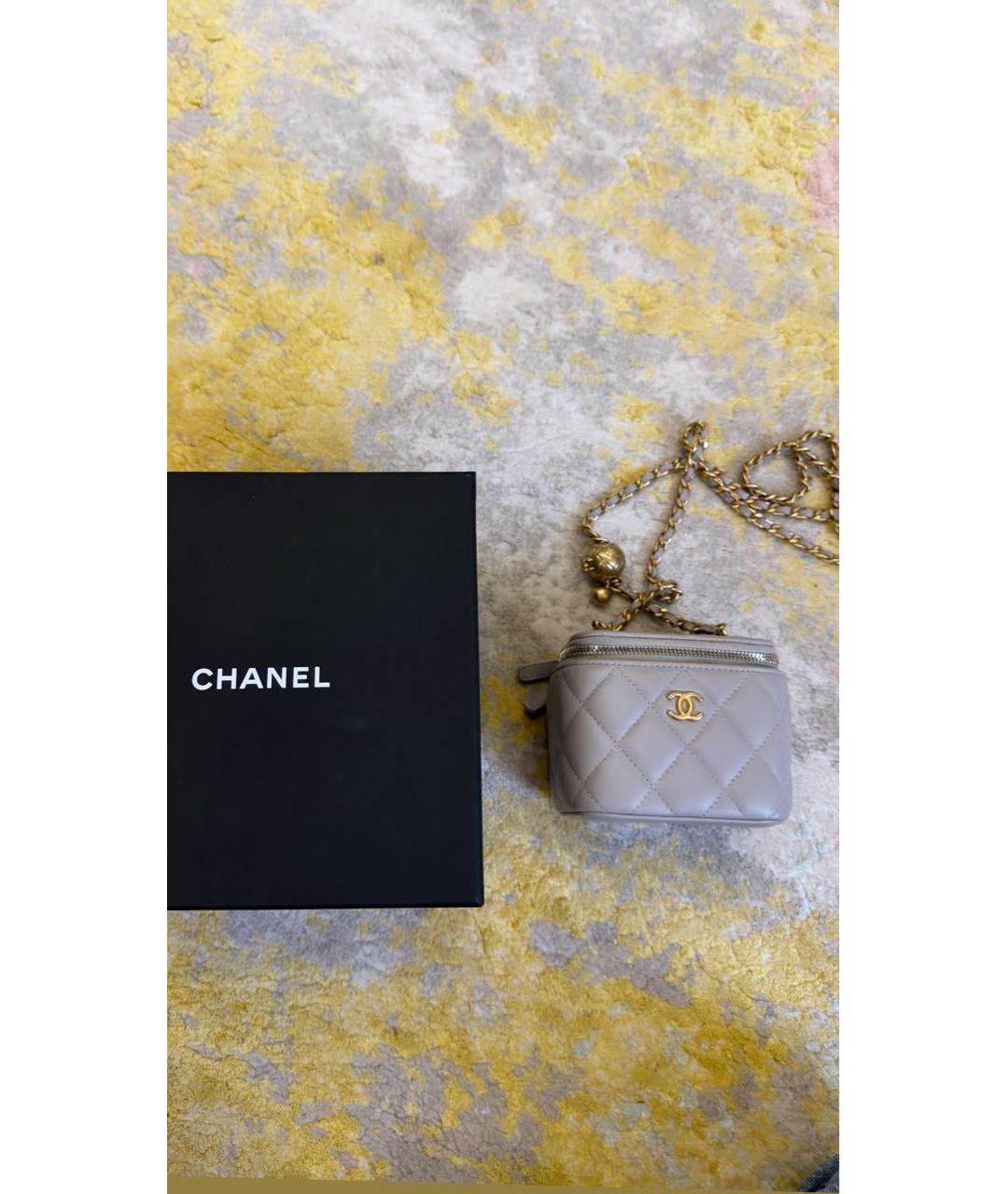 CHANEL Серая кожаная сумка через плечо, фото 7