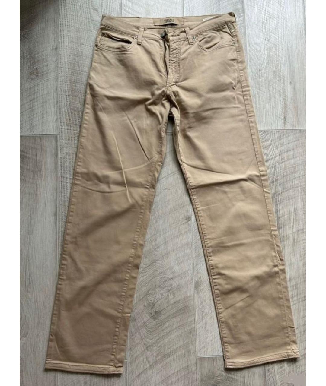 VERSACE JEANS COUTURE Бежевые хлопко-эластановые повседневные брюки, фото 5