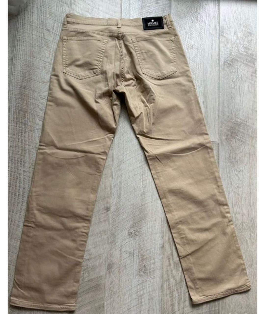 VERSACE JEANS COUTURE Бежевые хлопко-эластановые повседневные брюки, фото 2