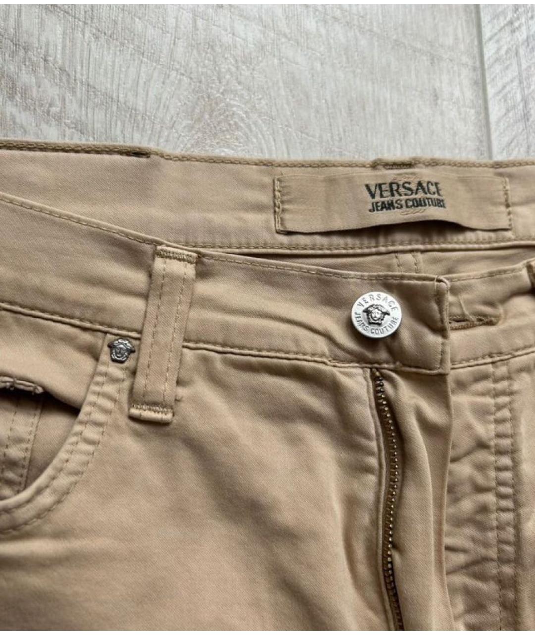 VERSACE JEANS COUTURE Бежевые хлопко-эластановые повседневные брюки, фото 3