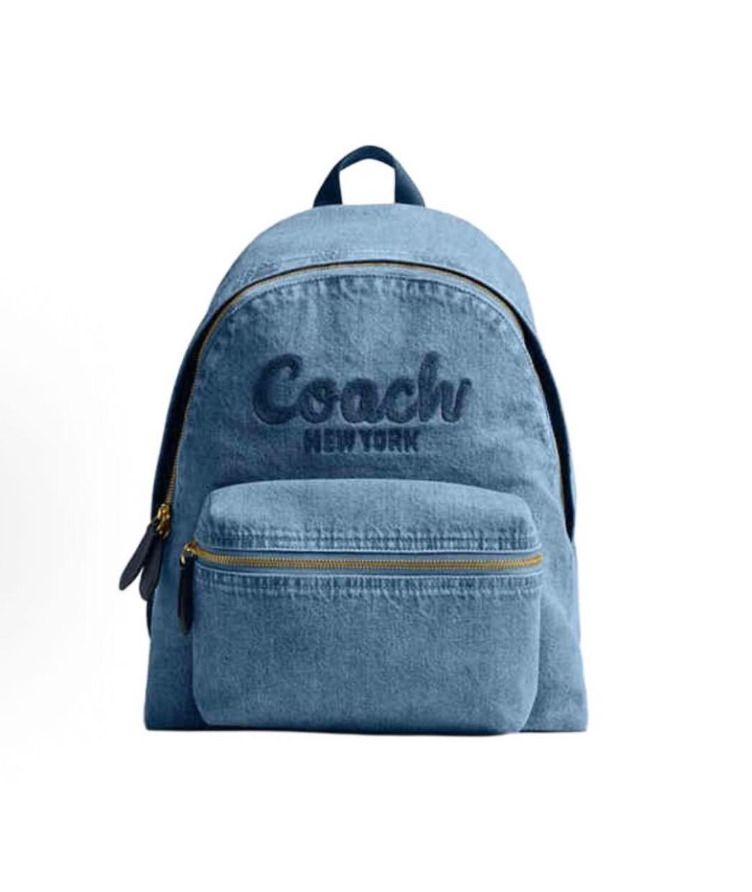 COACH Синий деним рюкзак, фото 9