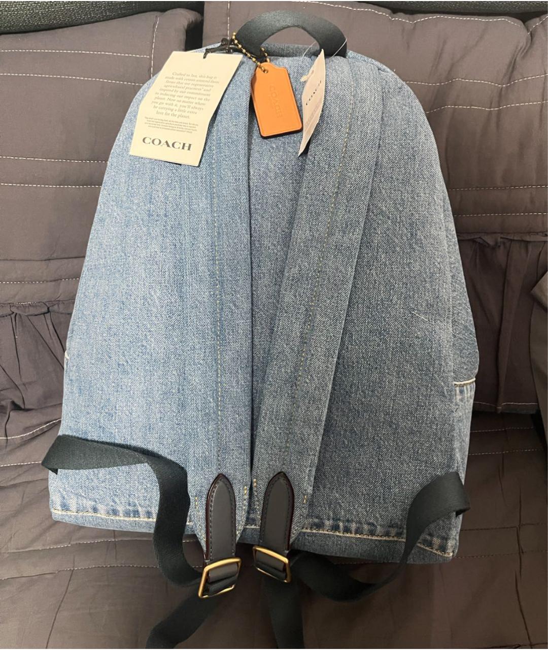 COACH Синий деним рюкзак, фото 8