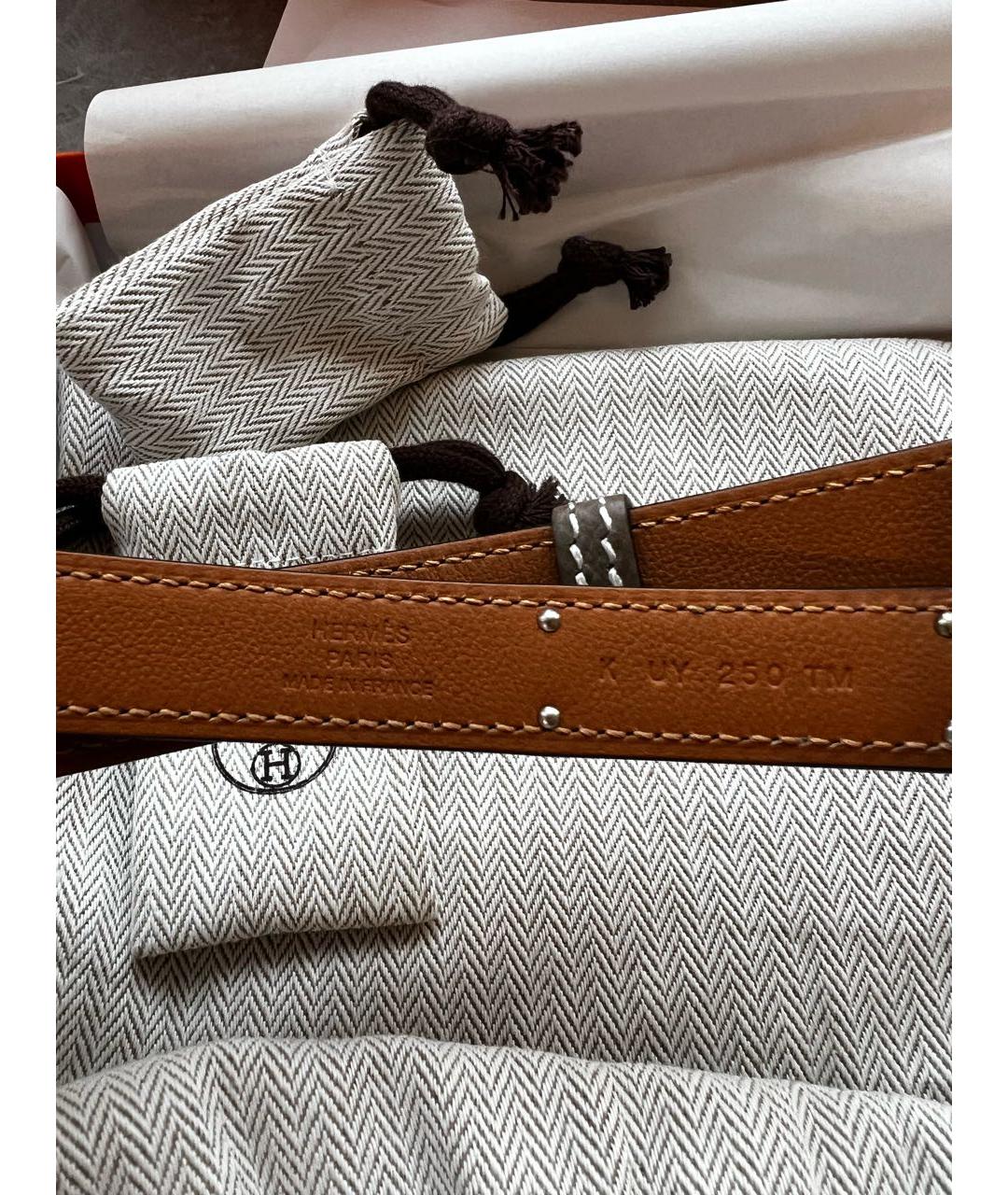 HERMES Коричневый кожаный ремень, фото 4