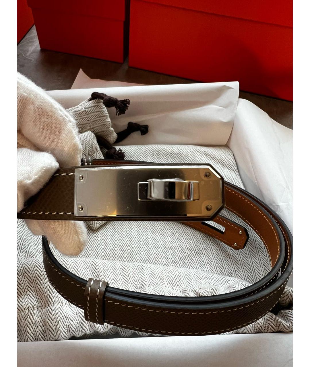 HERMES Коричневый кожаный ремень, фото 6