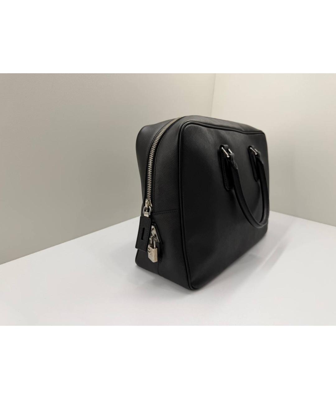 PRADA Черный кожаный портфель, фото 3
