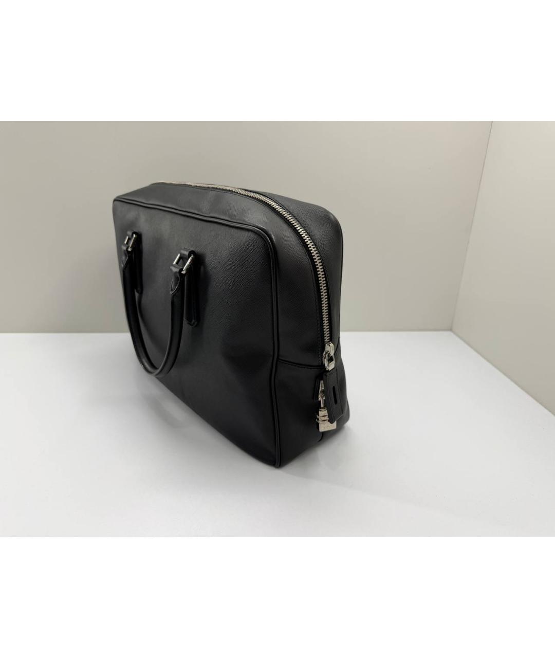 PRADA Черный кожаный портфель, фото 8