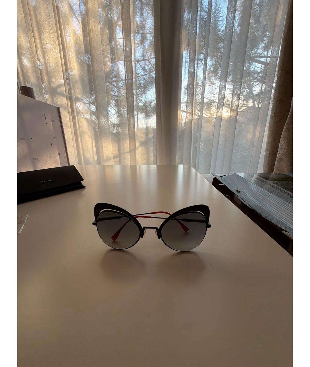 FENDI Черные металлические солнцезащитные очки, фото 5