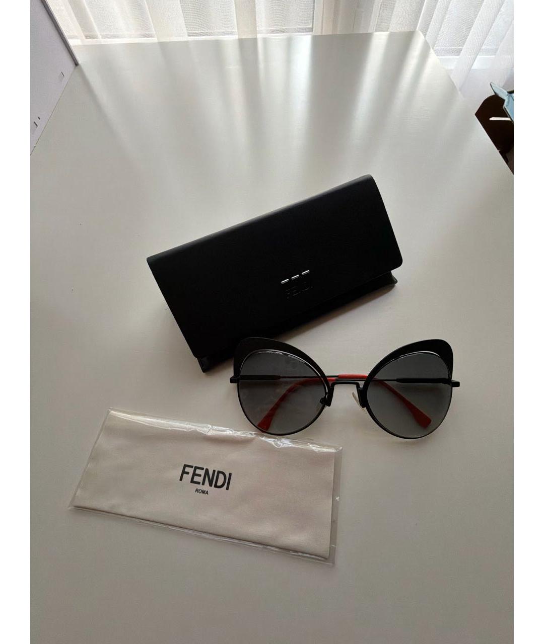 FENDI Черные металлические солнцезащитные очки, фото 4