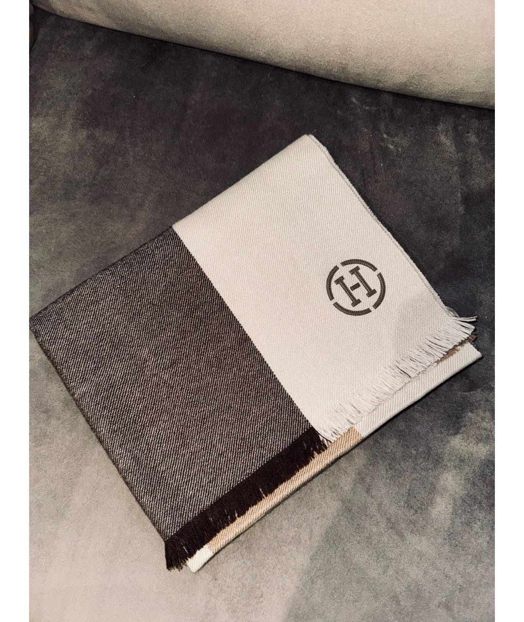 HERMES Серый кашемировый шарф, фото 2