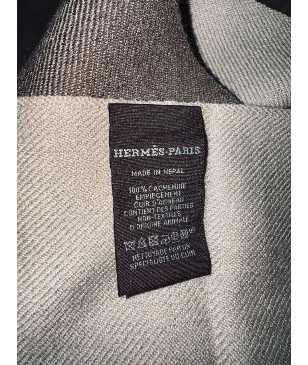 HERMES Серый кашемировый шарф, фото 6